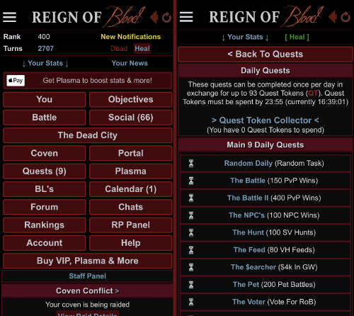 Reign Of Blood Vampire Game screenshot showing how the game looks on mobile